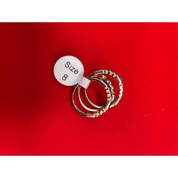 Sterling Silver Ring  Blue Stones 3 Ring Set Tagged, Stamped size 8 - Picture 2 of 5